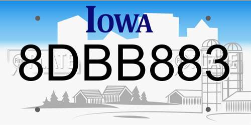 8DBB883 Iowa License Plate