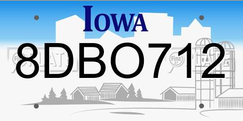 8DBO712 Iowa License Plate