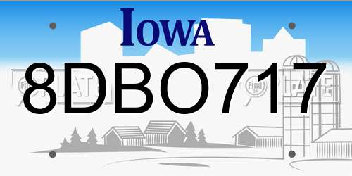 8DBO717 Iowa License Plate