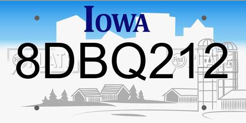 8DBQ212 Iowa License Plate