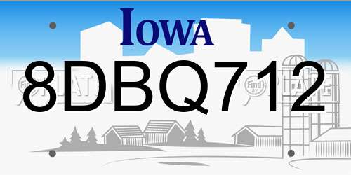 8DBQ712 Iowa License Plate