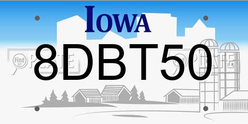 8DBT50 Iowa License Plate