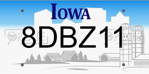 8DBZ11 Iowa License Plate