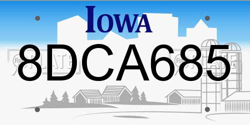 8DCA685 Iowa License Plate