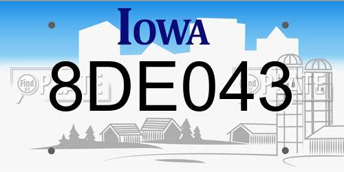8DE043 Iowa License Plate