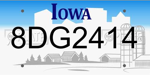 8DG2414 Iowa License Plate