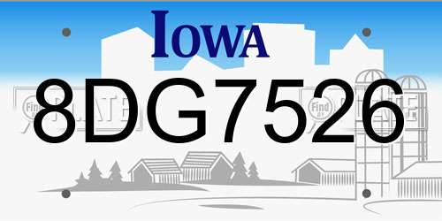 8DG7526 Iowa License Plate
