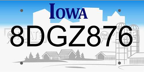 8DGZ876 Iowa License Plate