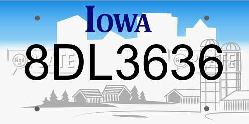 8DL3636 Iowa License Plate
