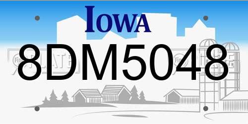 8DM5048 Iowa License Plate