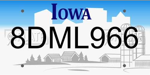 8DML966 Iowa License Plate