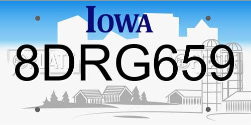 8DRG659 Iowa License Plate