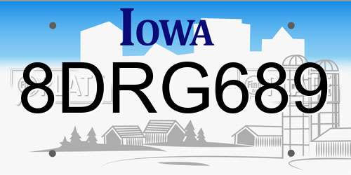 8DRG689 Iowa License Plate