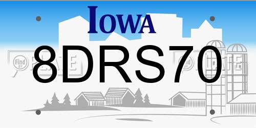 8DRS70 Iowa License Plate