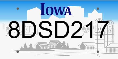 8DSD217 Iowa License Plate