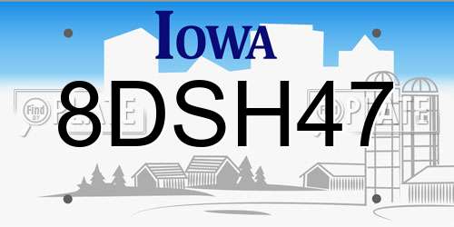 8DSH47 Iowa License Plate