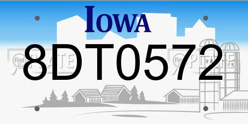 8DT0572 Iowa License Plate