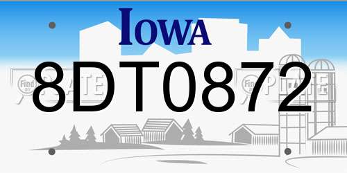 8DT0872 Iowa License Plate