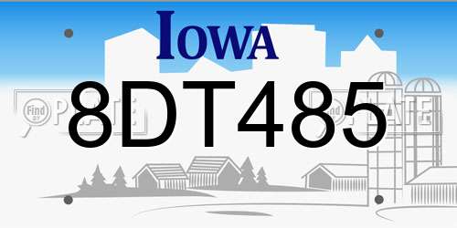 8DT485 Iowa License Plate