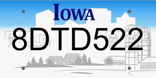 8DTD522 Iowa License Plate