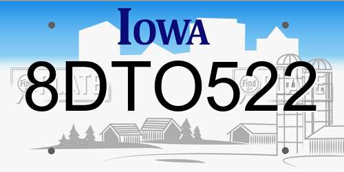 8DTO522 Iowa License Plate