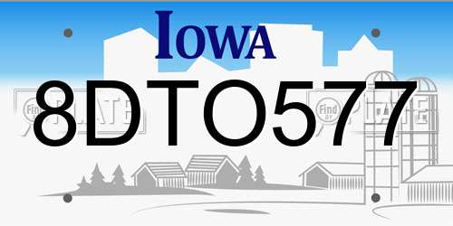 8DTO577 Iowa License Plate