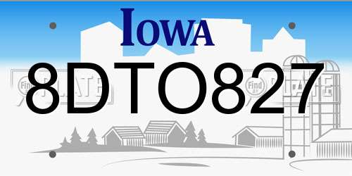 8DTO827 Iowa License Plate