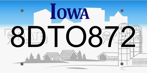 8DTO872 Iowa License Plate