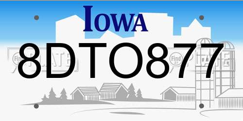 8DTO877 Iowa License Plate