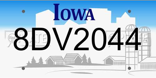 8DV2044 Iowa License Plate