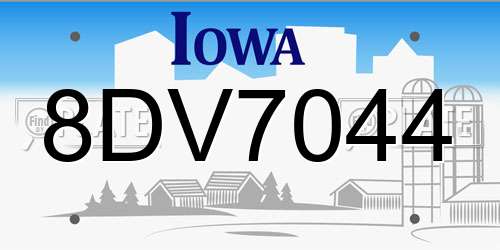 8DV7044 Iowa License Plate