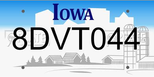 8DVT044 Iowa License Plate