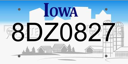 8DZ0827 Iowa License Plate