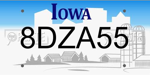 8DZA55 Iowa License Plate