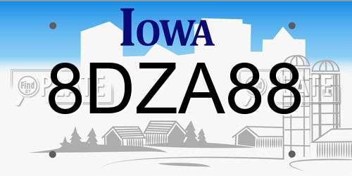 8DZA88 Iowa License Plate