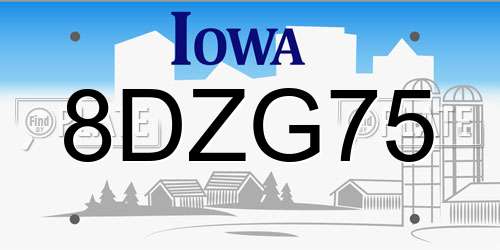 8DZG75 Iowa License Plate