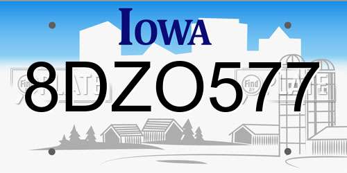 8DZO577 Iowa License Plate