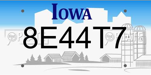 8E44T7 Iowa License Plate