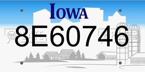 8E60746 Iowa License Plate