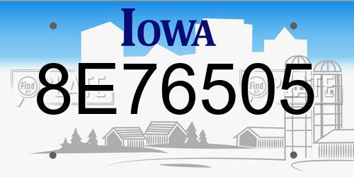 8E76505 Iowa License Plate