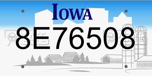 8E76508 Iowa License Plate