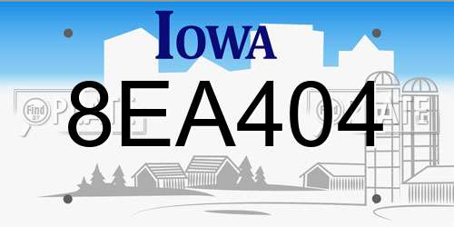8EA404 Iowa License Plate