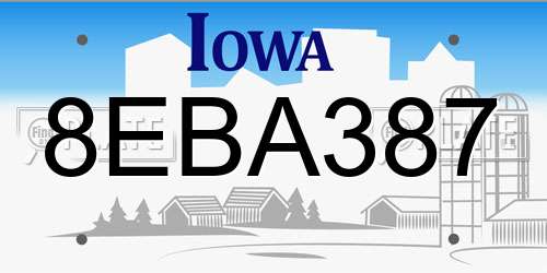 8EBA387 Iowa License Plate