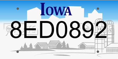 8ED0892 Iowa License Plate