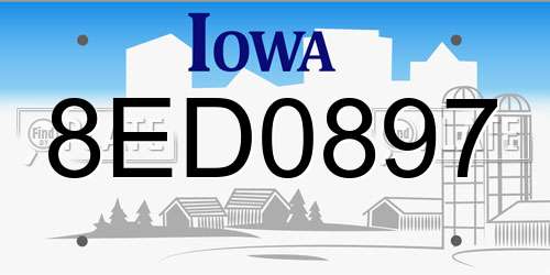 8ED0897 Iowa License Plate