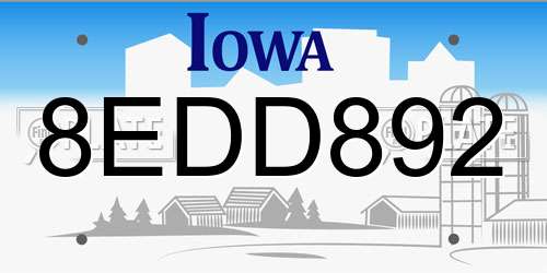 8EDD892 Iowa License Plate