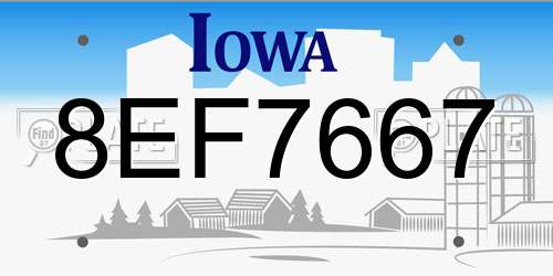 8EF7667 Iowa License Plate