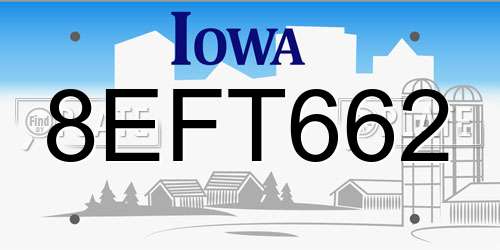 8EFT662 Iowa License Plate