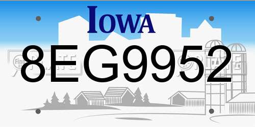 8EG9952 Iowa License Plate