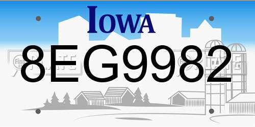 8EG9982 Iowa License Plate